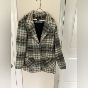Karen Kane Women's Plaid Blazer - Blue, Brown, and Cream, XS
